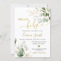 ミニマル素朴主義ユーカリ緑の赤ちゃんシャワー