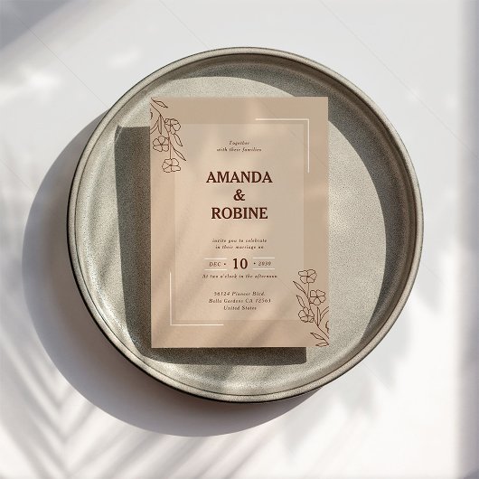 ミニマル素朴結婚式招待状 招待状