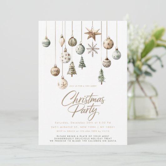 ミニマル素朴自然シンプルクリスマスパーティー 招待状 (スタンド正面)