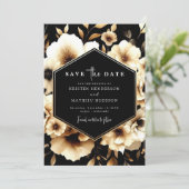 ミニマル素朴金ゴールド結婚と黒 セーブザデート (スタンド正面)