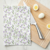 ミニマル紫色の花 キッチンタオル (四つ折り)