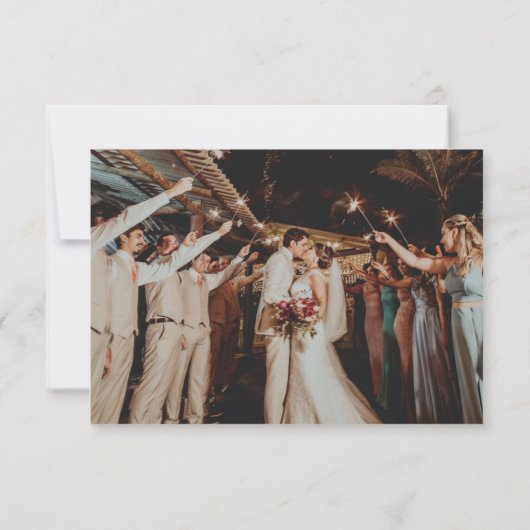 ミニマル結婚さん感謝手書き写カスタム真 サンキューカード (裏面)