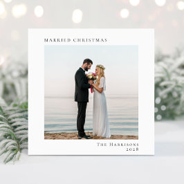 ミニマル結婚したモダンChristmas Photo シーズンカード