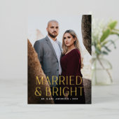 ミニマル結婚したリストで明るいブルゴーニュの写真 箔シーズンカード (立ち正面)