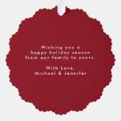 ミニマル結婚したリストと明るい写真の休日 オーナメントカード (裏面)