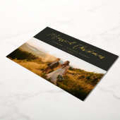 ミニマル結婚したリストのクリスマススクリプト写真 箔シーズンカード (回転した状態)