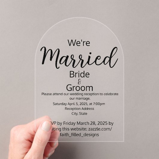 ミニマル結婚した主義のシンプル結婚披露宴 アクリル招待状 (インサイチュ (ポータブル))