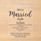 ミニマル結婚した主義のシンプル結婚披露宴 アクリル招待状 (正面)