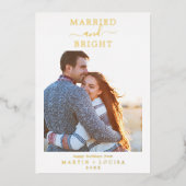 ミニマル結婚した主義の箔と明るい新着写真 箔シーズンカード (正面)