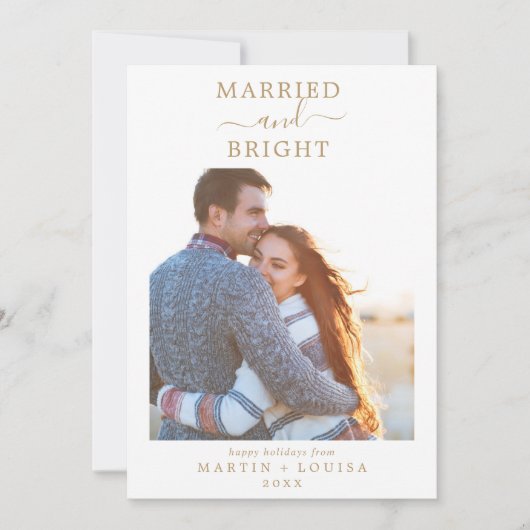 ミニマル結婚した金ゴールドと明るい新着写真 シーズンカード (正面)