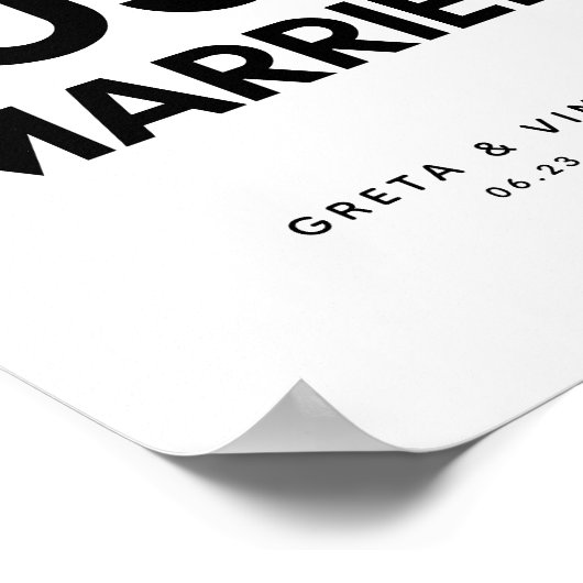 ミニマル結婚たった今結婚しました徴候 ポスター (角)