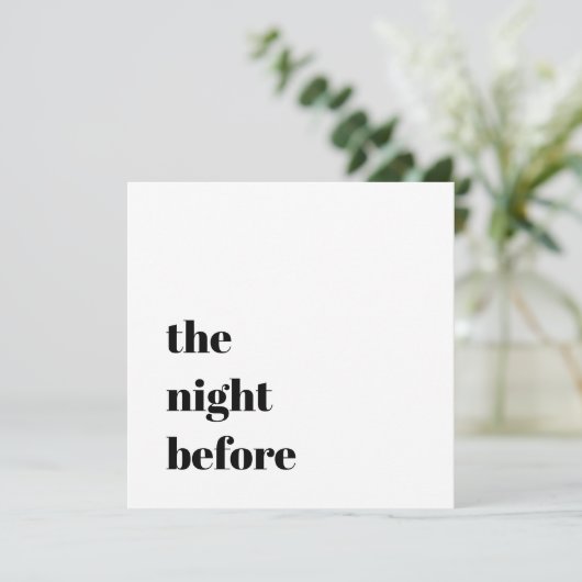 ミニマル結婚はっきりしたタイポグラフィのディナーリハーサル 招待状 (スタンド正面)