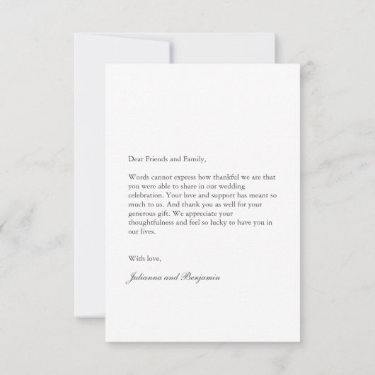 ミニマル結婚アールデコのカスタムメッセージ写真 サンキューカード (裏面)