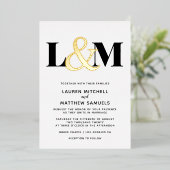 ミニマル結婚イニシャル 箔招待状 (立ち正面)