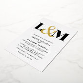 ミニマル結婚イニシャル 箔招待状 (回転した状態)