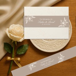 ミニマル結婚エレガントフローラ 招待状ベリーバンド