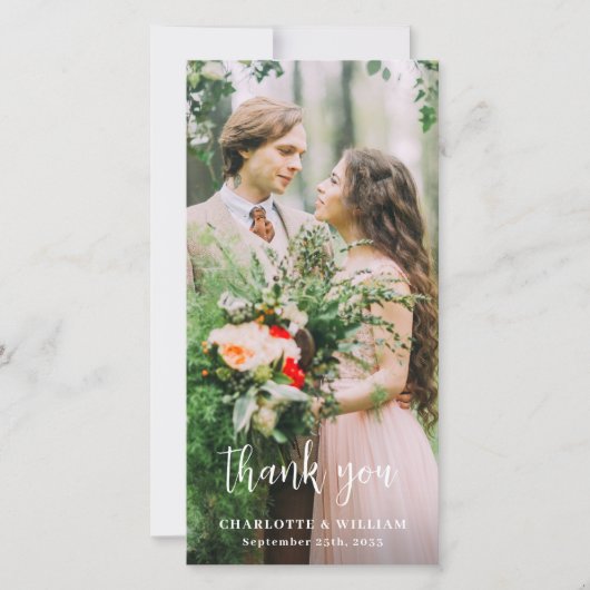 ミニマル結婚スのカスタム新しいのシンプル写真 サンキューカード (正面)