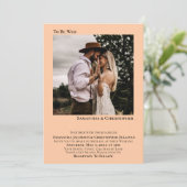 ミニマル結婚スのコーラルピーチ写真結婚の 招待状 (スタンド正面)