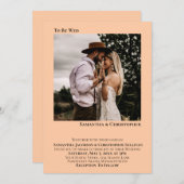 ミニマル結婚スのコーラルピーチ写真結婚の 招待状 (正面/裏面)