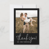 ミニマル結婚スのモダンスクリプスタイリッシュト写真 サンキューカード (正面)