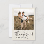 ミニマル結婚スのモダンスクリプスタイリッシュト写真 サンキューカード (正面)