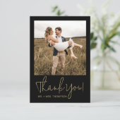 ミニマル結婚スのモダンスクリプスタイリッシュト写真 サンキューカード (スタンド正面)
