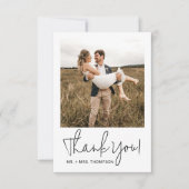 ミニマル結婚スのモダンスクリプスタイリッシュト写真 サンキューカード (正面)