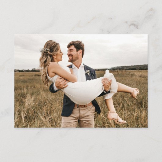 ミニマル結婚スのモダン写真スタイリッシュオーバーレイ エンクロージャーカード (裏面)