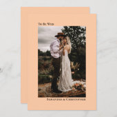 ミニマル結婚スの縦型フォトピーチ結婚ズ 招待状 (正面/裏面)