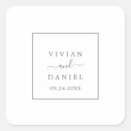 ミニマル結婚スシルバー封筒用シール スクエアシール