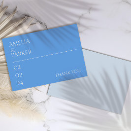 ミニマル結婚スブルーサンキューカード サンキューカード