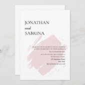 ミニマル結婚スホワイト黒セリフピンク淡い色の色 招待状 (正面/裏面)