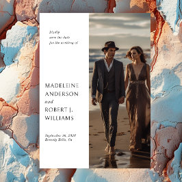 ミニマル結婚スリム写真テンプレート救の日付 セーブザデート