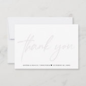 ミニマル結婚ス手書き写真の背面 サンキューカード (正面)