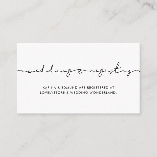 ミニマル結婚ス手書き登録カード エンクロージャーカード (正面)