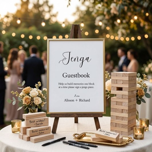ミニマル結婚ス脚本のJengaゲストブック ポスター