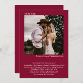 ミニマル結婚ス・クランベリー・レッド・フォト結婚ズ 招待状 (正面/裏面)