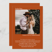 ミニマル結婚ス・ラスト・オレンジ結婚の写真 招待状 (正面/裏面)