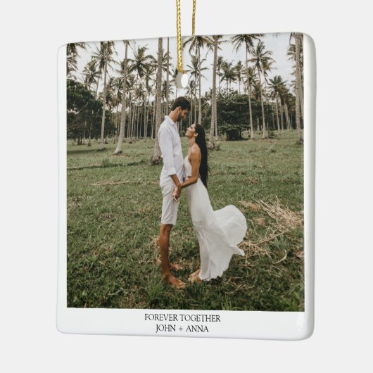 ミニマル結婚タイプライターの写真 セラミックオーナメント (左)