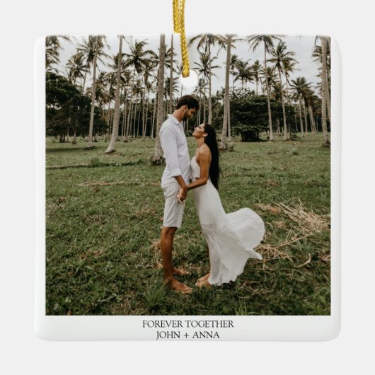 ミニマル結婚タイプライターの写真 セラミックオーナメント (正面)