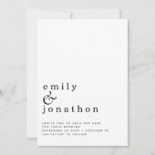 ミニマル結婚タイポグラフィ白黒結婚ズ セーブザデート (正面)