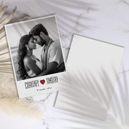 ミニマル結婚ハートのサンキューカード（写真あり） サンキューカード