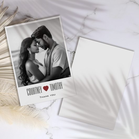 ミニマル結婚ハートのサンキューカード（写真あり） サンキューカード