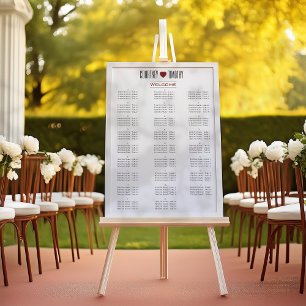 ミニマル結婚ハート座席表 ポスター