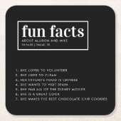 ミニマル結婚ブラックおもしろい事実 スクエアペーパーコースター (正面)