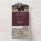 ミニマル結婚ムBurgundy オールインワン招待状 (内側)