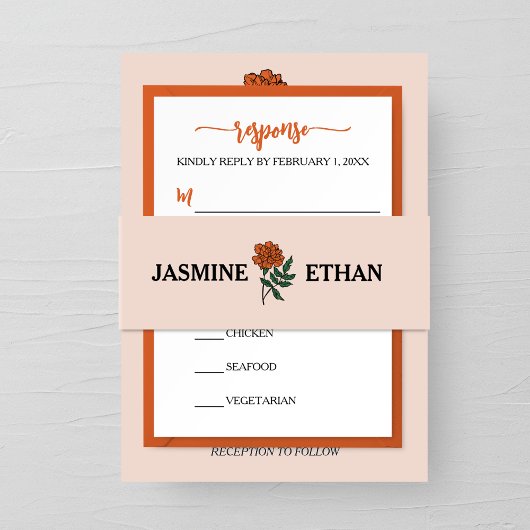 ミニマル結婚ムMarigold 招待状ベリーバンド