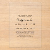 ミニマル結婚ムNuestra Boda アクリル招待状 (正面)
