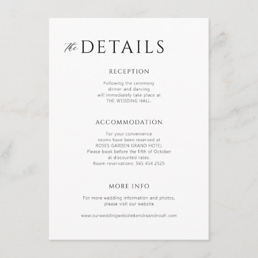 ミニマル結婚モダン詳細 エンクロージャーカード (正面)