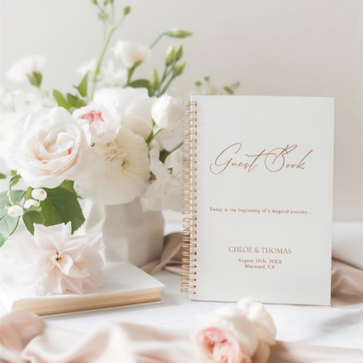 ミニマル結婚モダンGuest Book Spiral Notebook ノートブック
